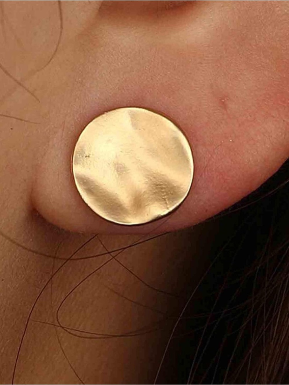 Gold Disc Stud Earrings - Minimalist